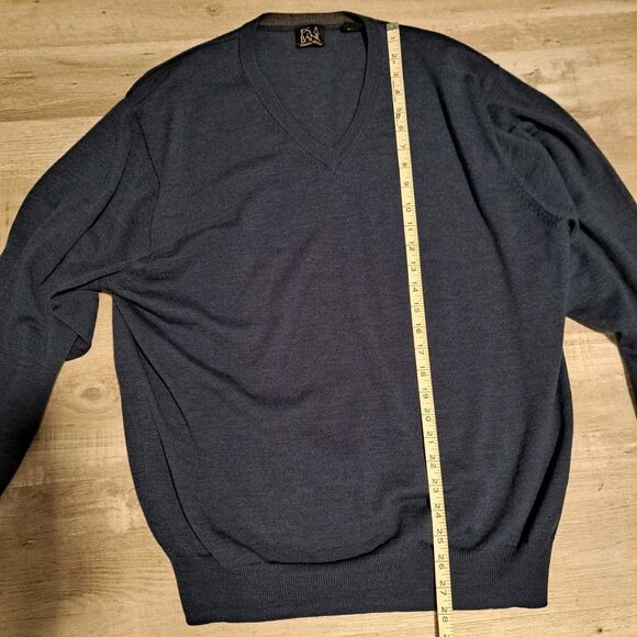 Jos A. Bank Signature Sweater Mens XL Navy Blue V-Neck Pullover 100% Merino Wool - Picture 5 of 8